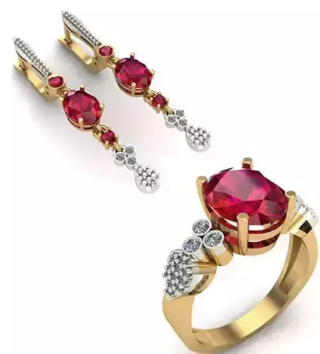 WOMAN SET RING AND EARRINGS