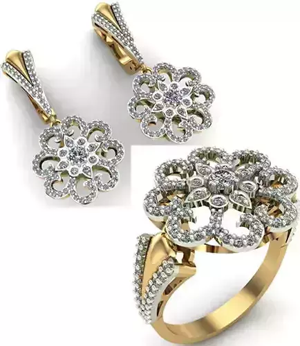 WOMAN SET RING AND EARRINGS