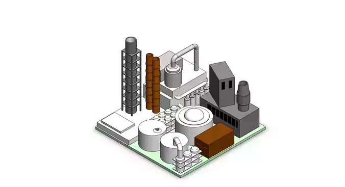 Oil or Gas Fossil Fuel Refinery 3D model