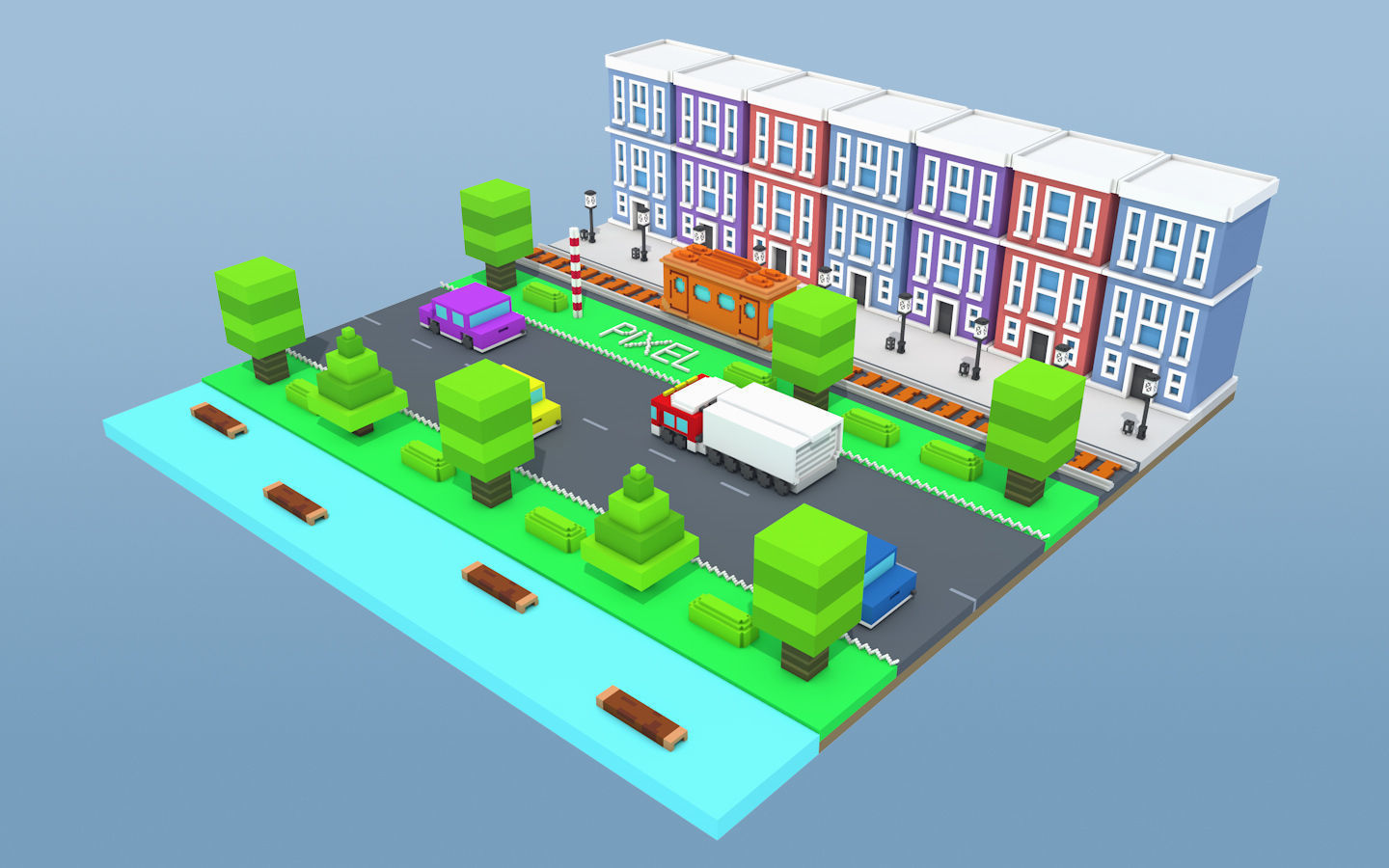Voxels City 3D print model_3