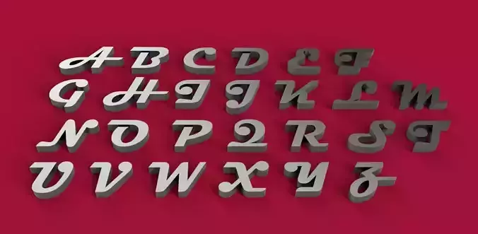 MAGNETO font uppercase and lowercase 3D letters STL file 