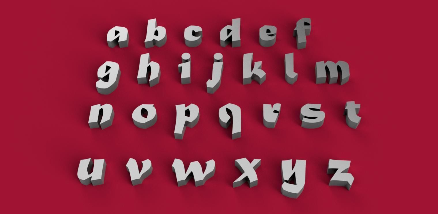 MATURA font uppercase and lowercase 3D letters STL file  3D print model_1