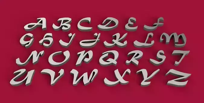 MATURA font uppercase and lowercase 3D letters STL file 