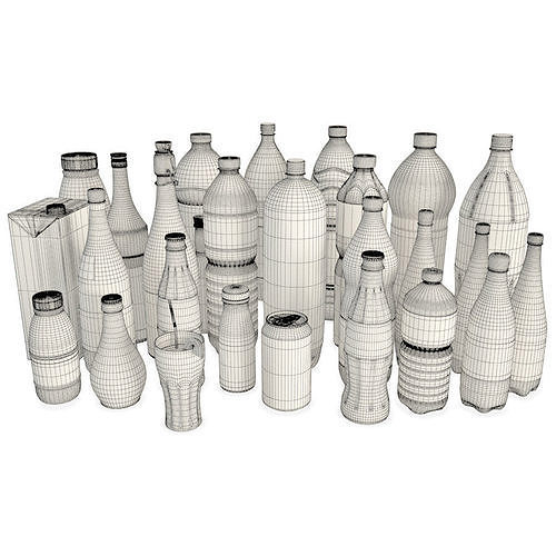 Bottles and Drinks 3D model 2