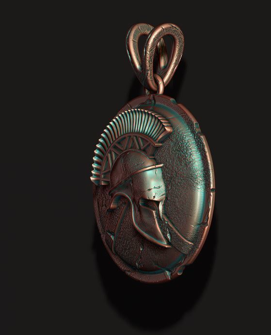 Spartan Helmet Shield pendant 3D print model_11