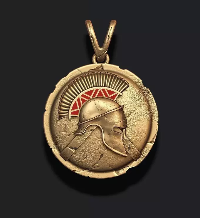 Spartan Helmet Shield pendant 3D print model_0