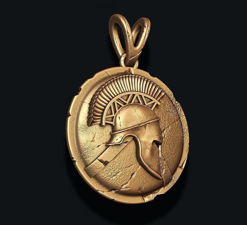 Spartan Helmet Shield pendant 3D print model_1