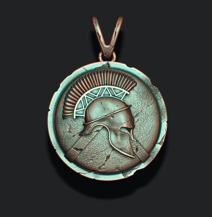 Spartan Helmet Shield pendant 3D print model_8