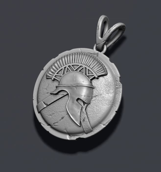 Spartan Helmet Shield pendant 3D print model_12