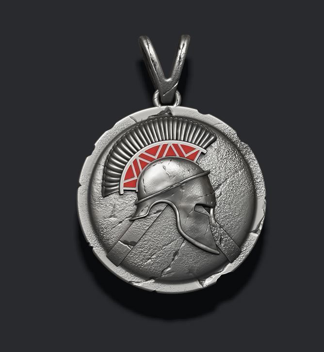 Spartan Helmet Shield pendant 3D print model_7