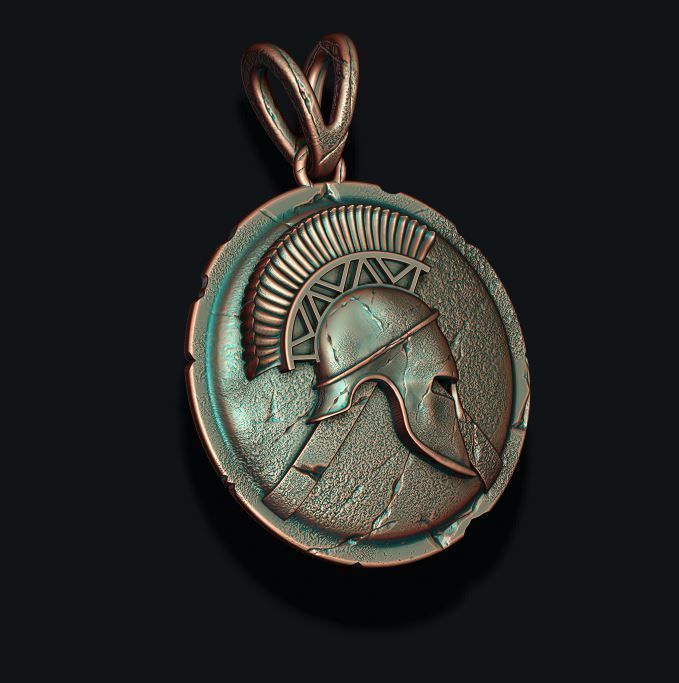Spartan Helmet Shield pendant 3D print model_6