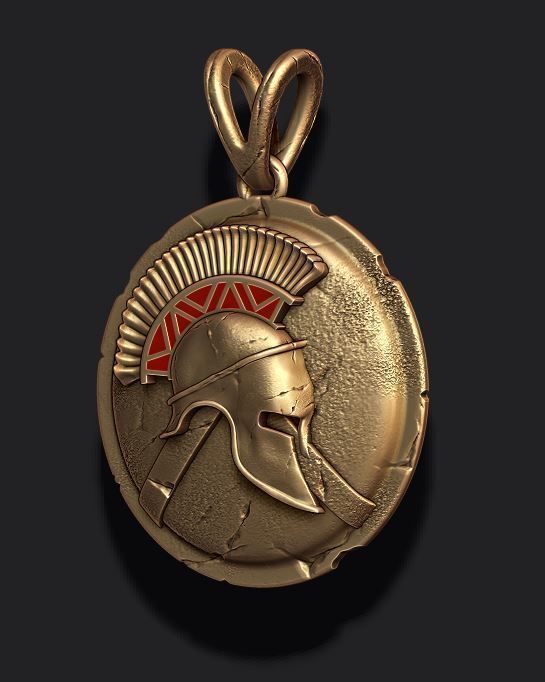 Spartan Helmet Shield pendant 3D print model_2
