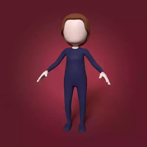 Cartoon Woman - Girl - Stickman Low-poly 3D model
