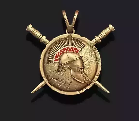 Spartan Helmet Shield Sword pendant