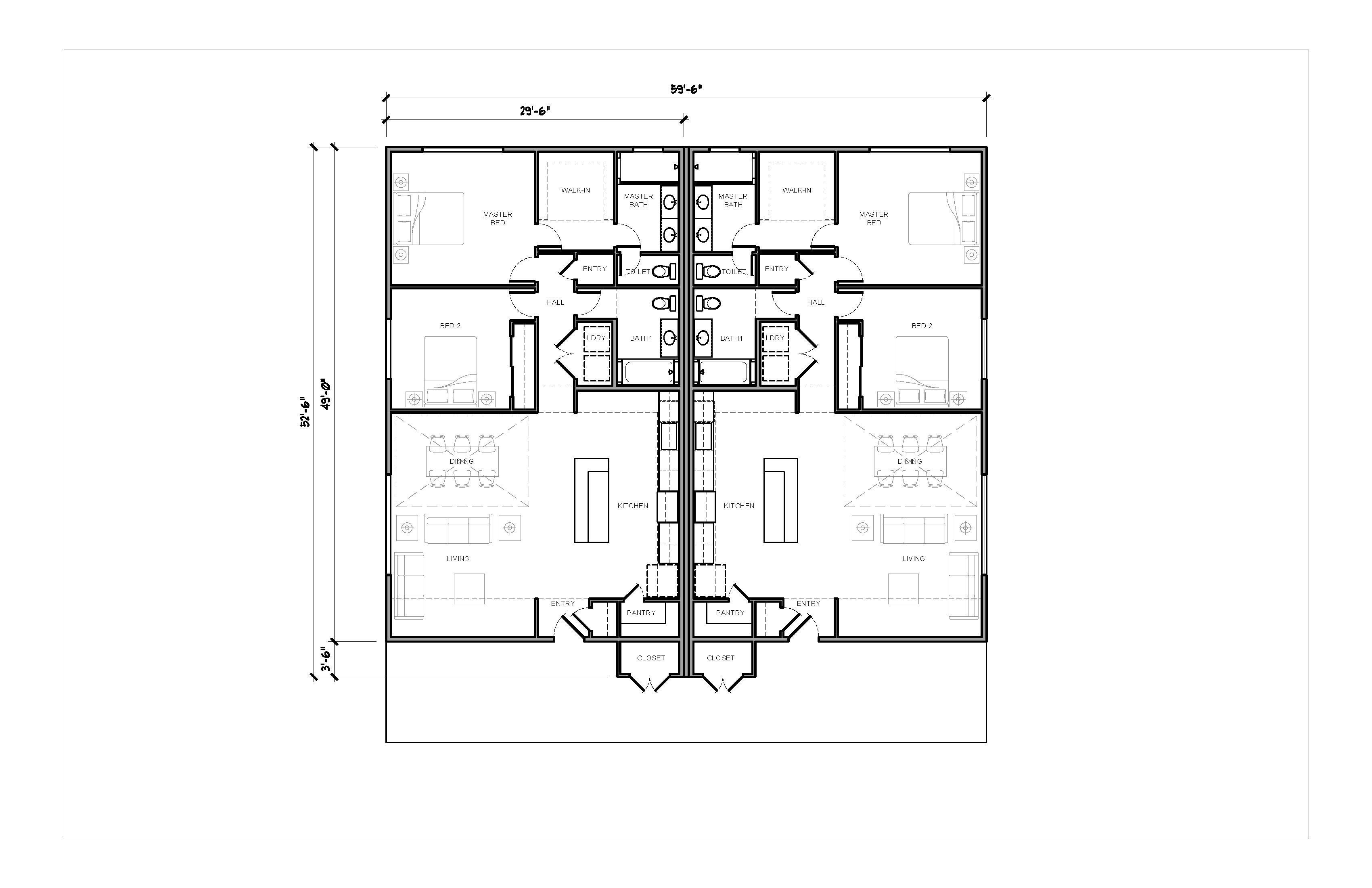Duplex Residential Architecture and Development with CAD  Plan 3D model_2