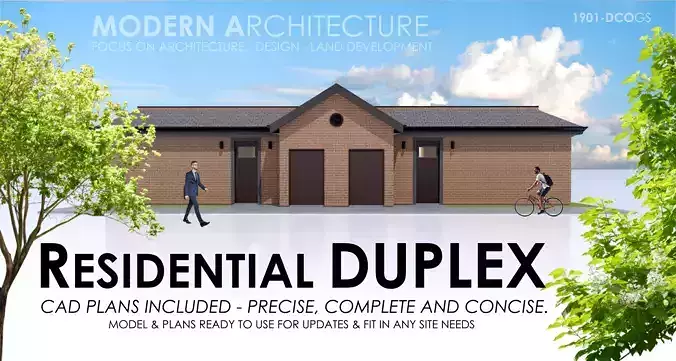 Duplex Residential Architecture and Development with CAD  Plan 3D model