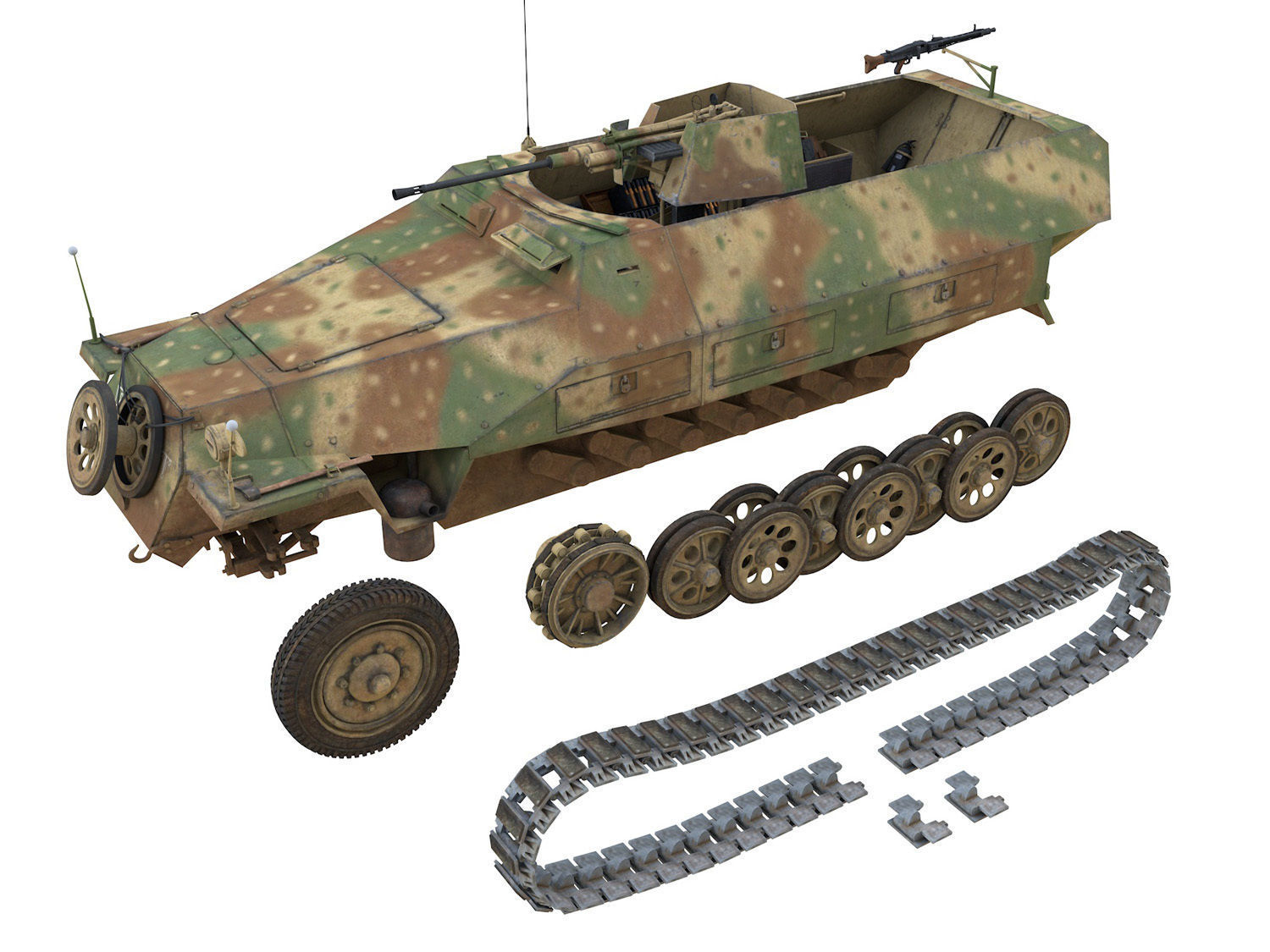 SDKFZ 251 - Ausf D - Anti-Aircraft-Vehicle    3D model_14