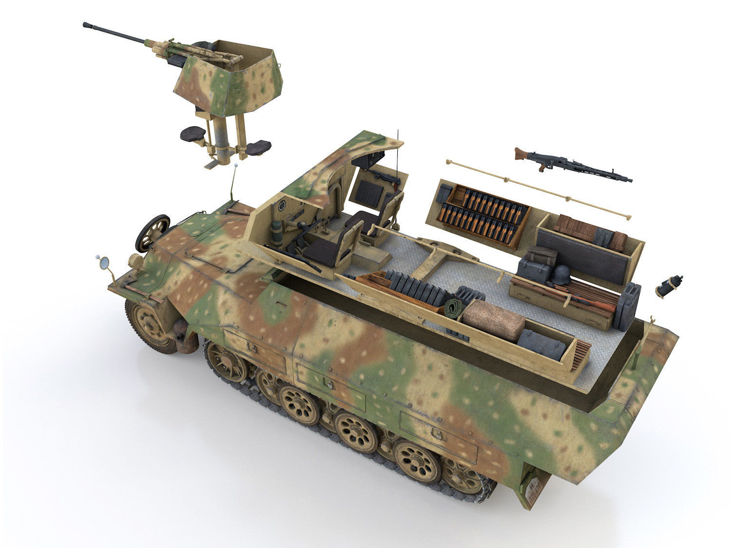 SDKFZ 251 - Ausf D - Anti-Aircraft-Vehicle    3D model_13
