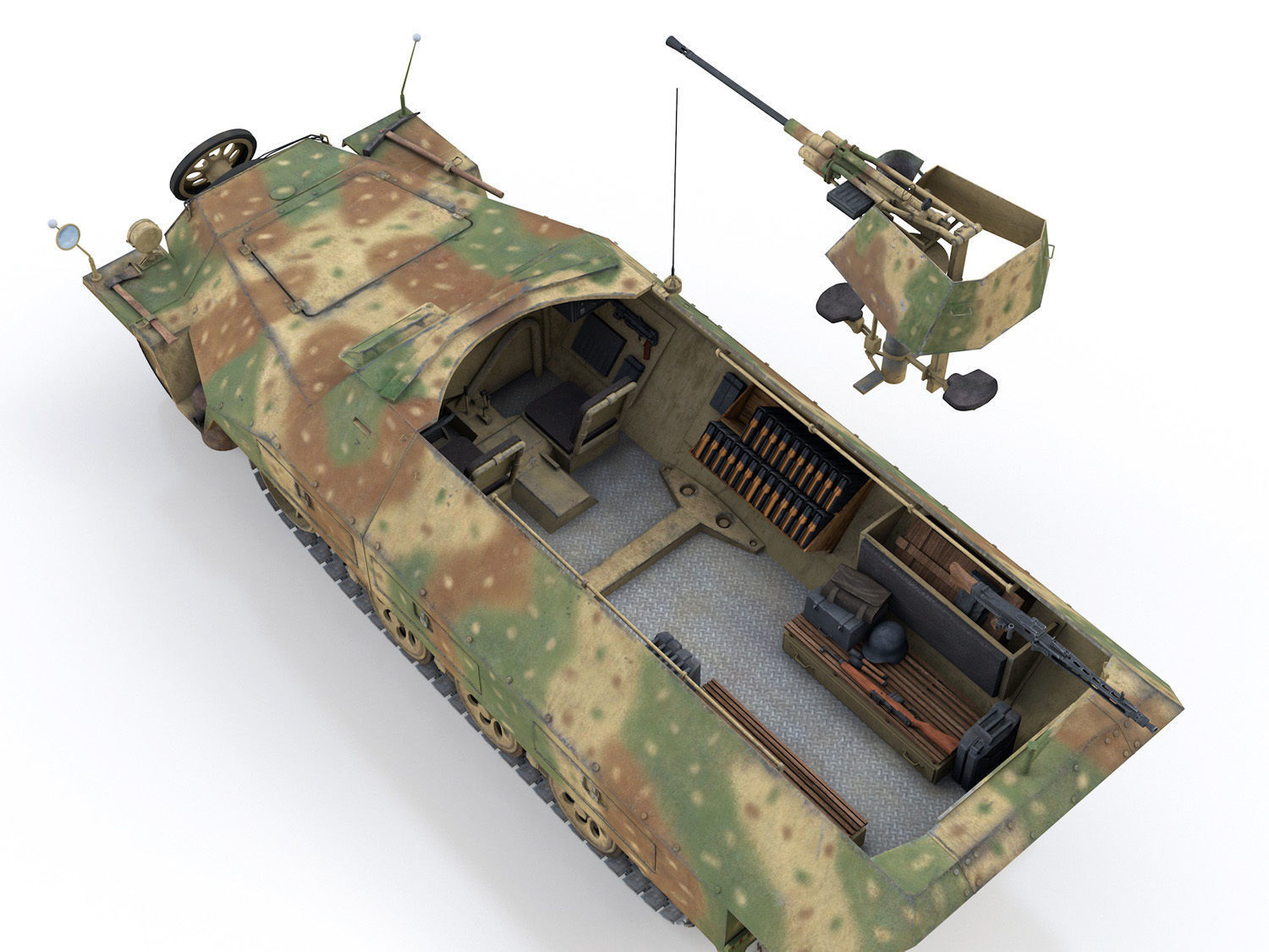 SDKFZ 251 - Ausf D - Anti-Aircraft-Vehicle    3D model_12