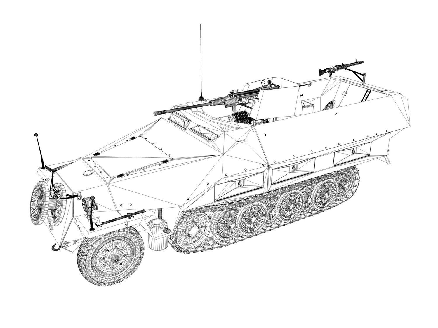 SDKFZ 251 - Ausf D - Anti-Aircraft-Vehicle    3D model_15