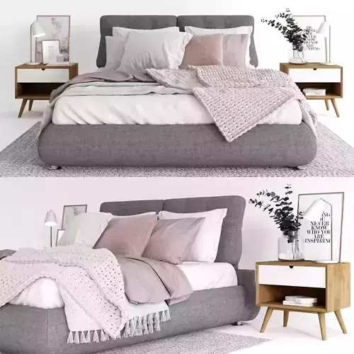 Scandinavian bedroom set 01 3D model