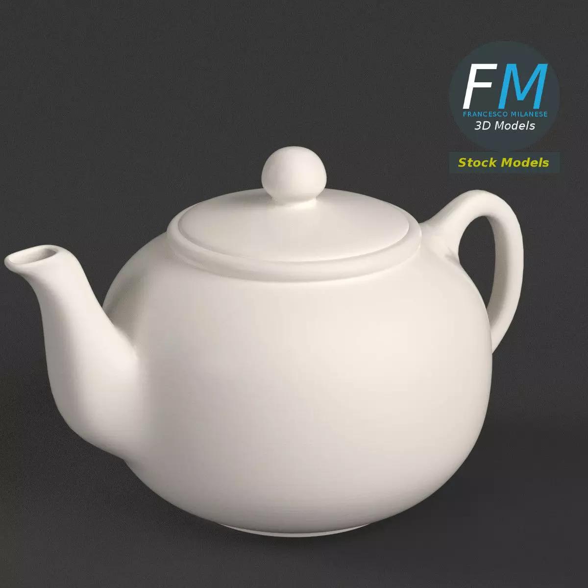 Porcelain teapot 1 3D model_0