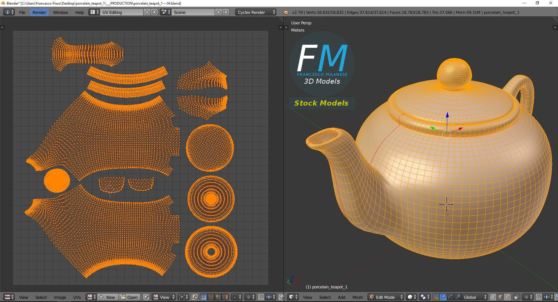 Porcelain teapot 1 3D model_10