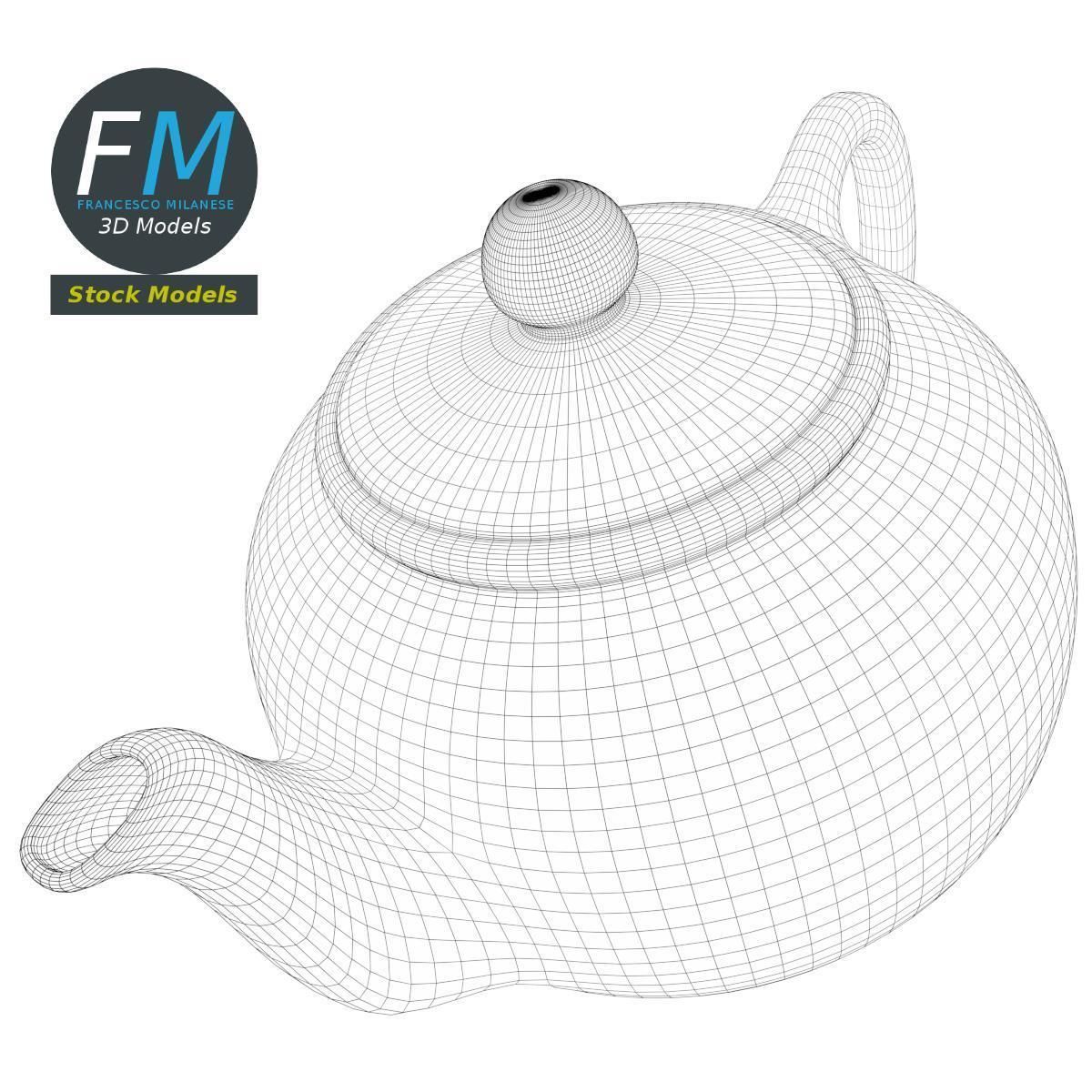 Porcelain teapot 1 3D model_7