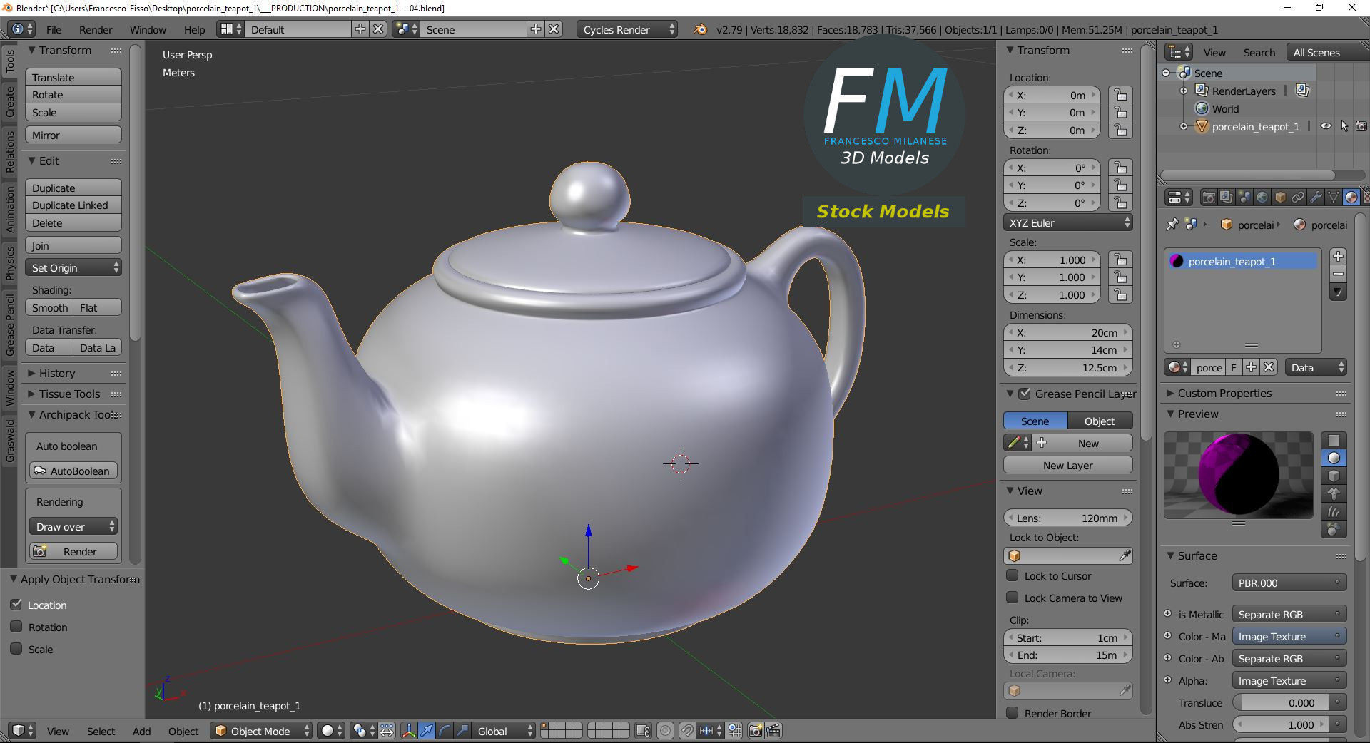 Porcelain teapot 1 3D model_9