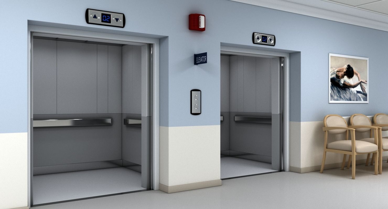 Hospital Hallway Modular MAX 3D model_7