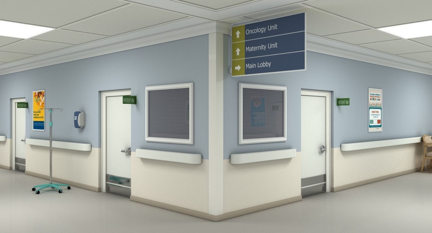 Hospital Hallway Modular MAX 3D model_10