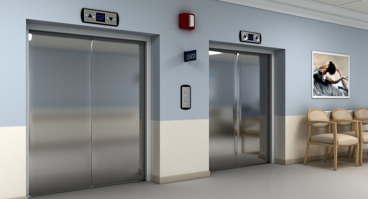 Hospital Hallway Modular MAX 3D model_6