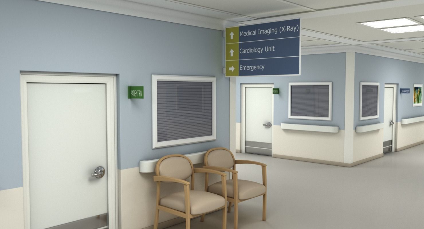 Hospital Hallway Modular MAX 3D model_12