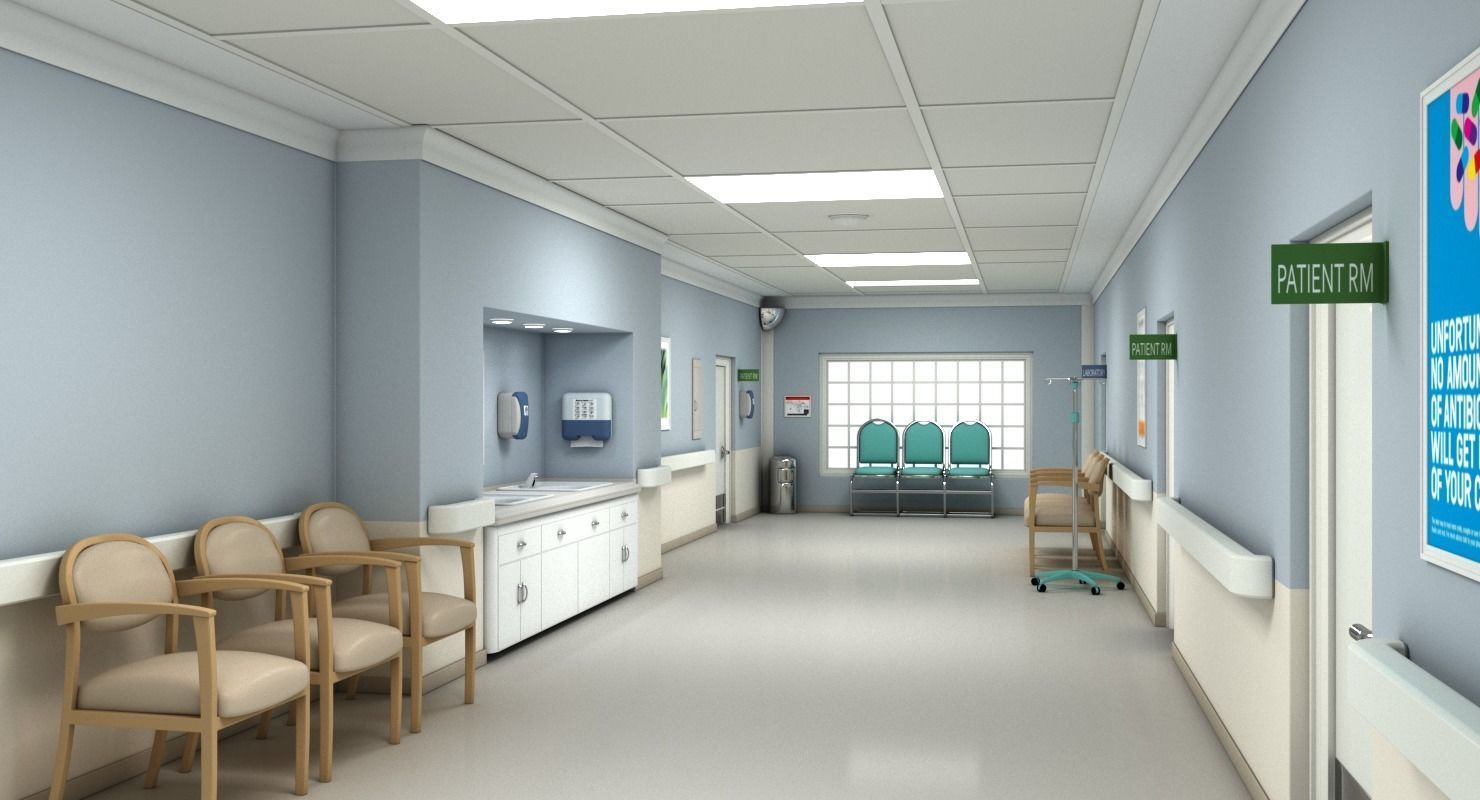 Hospital Hallway Modular MAX 3D model_15