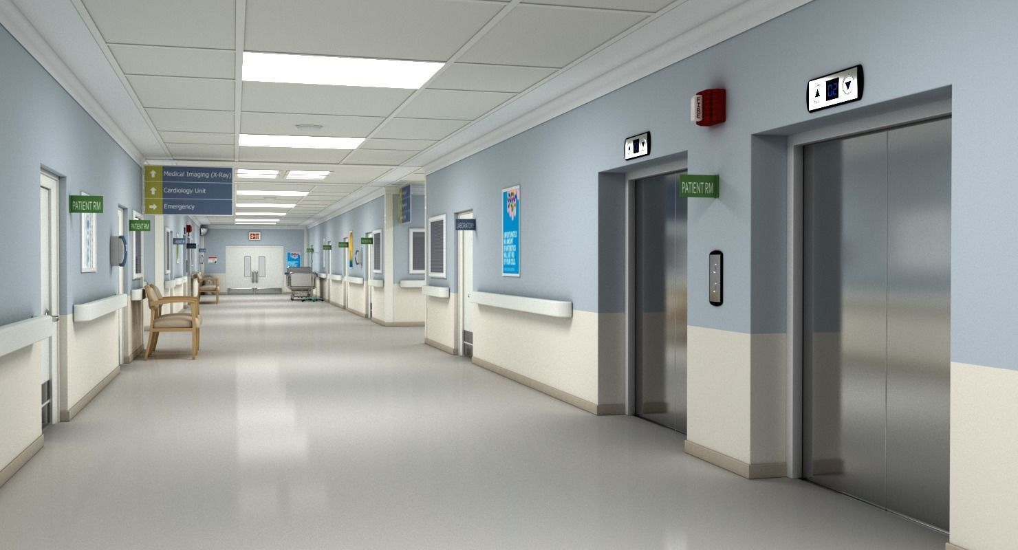 Hospital Hallway Modular MAX 3D model_11