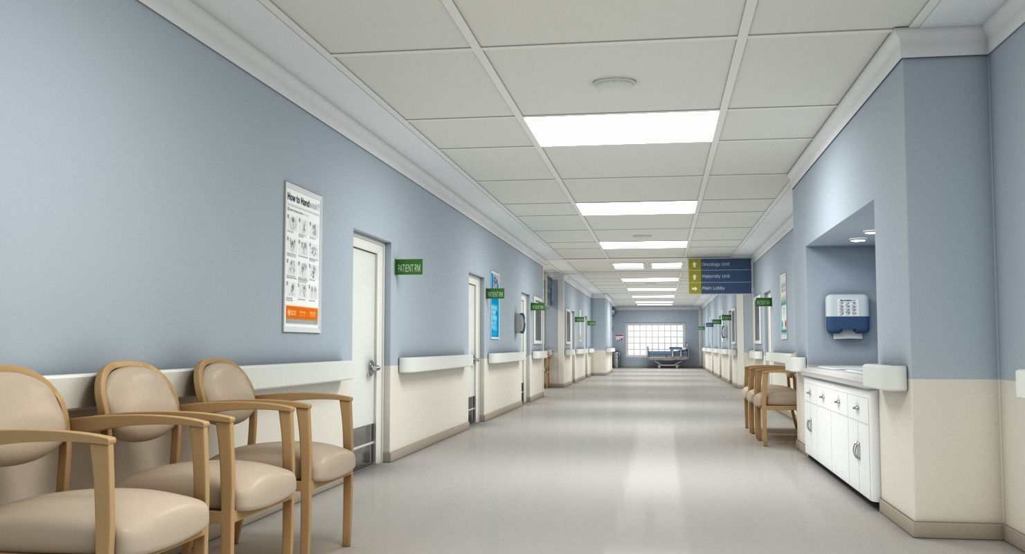 Hospital Hallway Modular MAX 3D model_4
