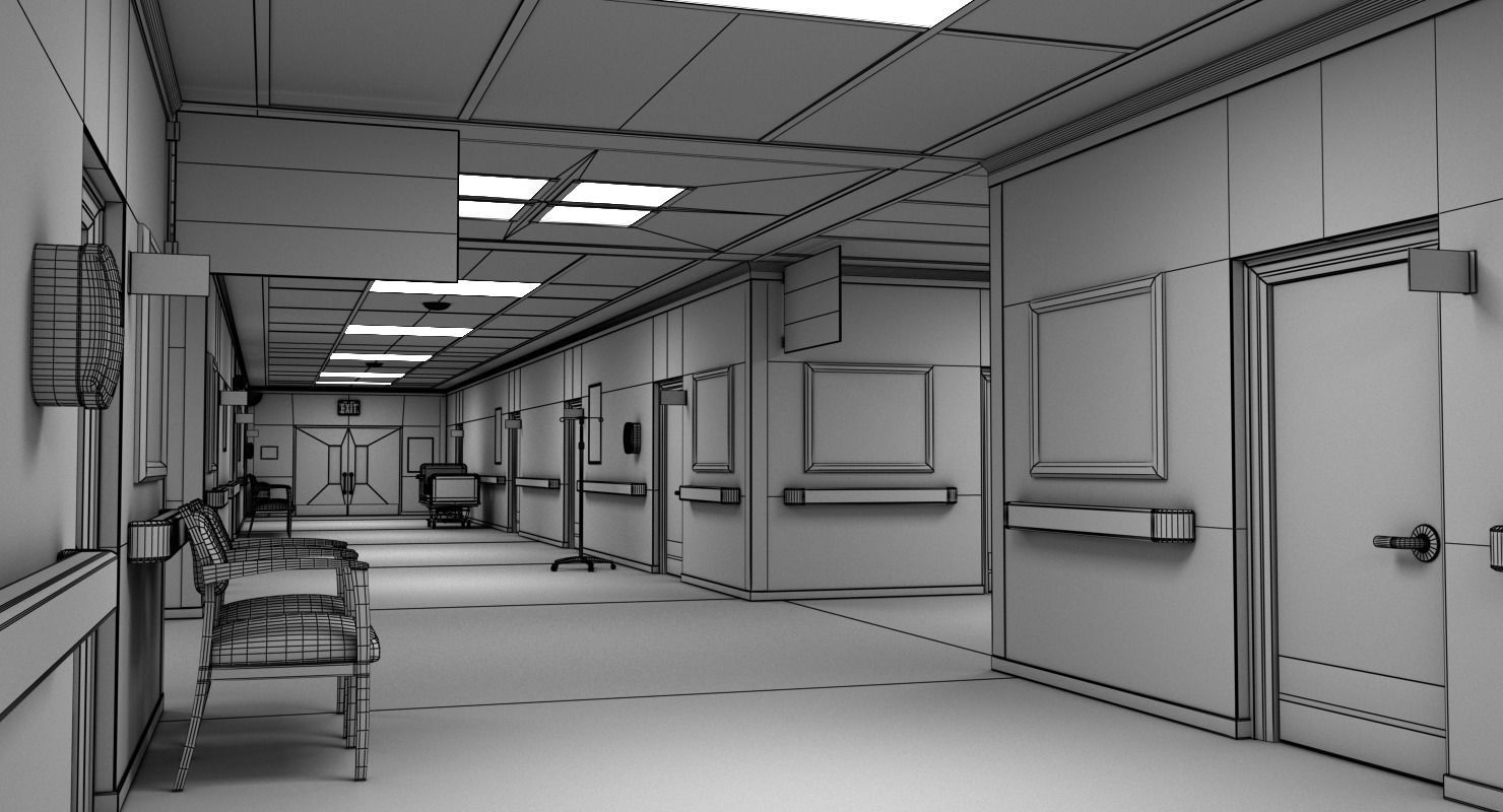 Hospital Hallway Modular MAX 3D model_27