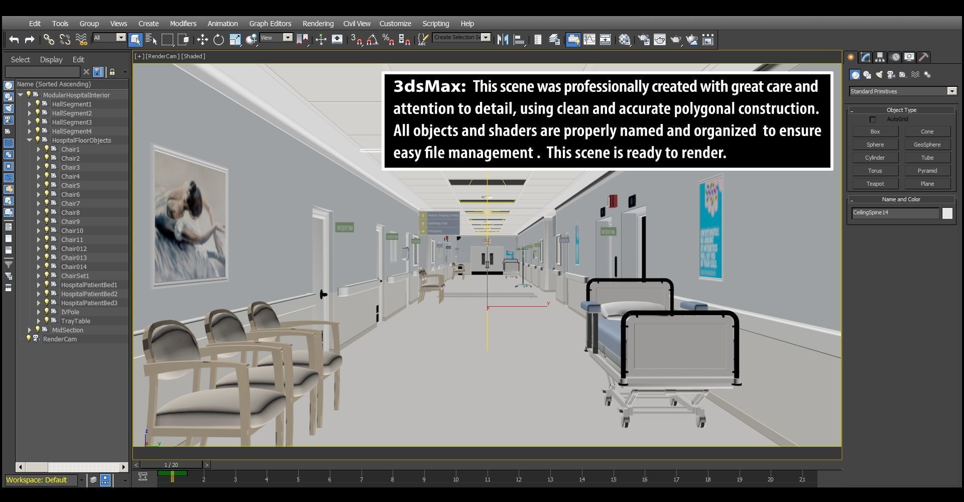 Hospital Hallway Modular MAX 3D model_28