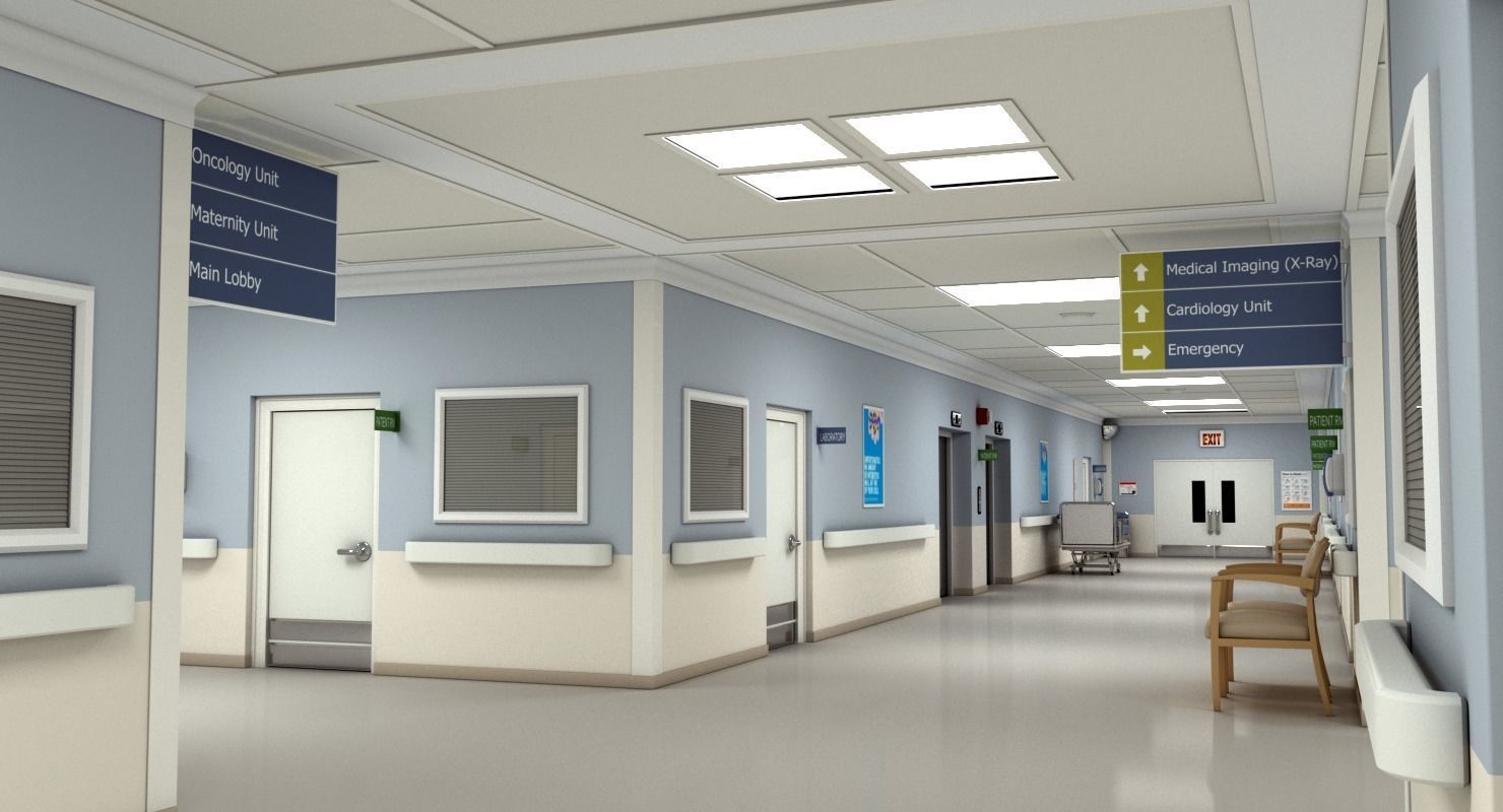Hospital Hallway Modular MAX 3D model_3