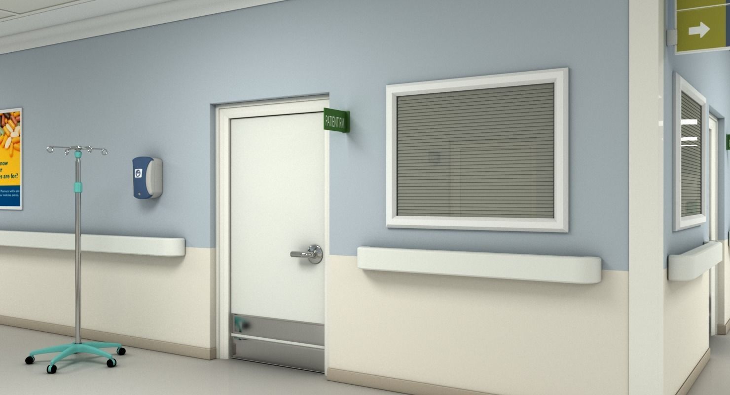 Hospital Hallway Modular MAX 3D model_2