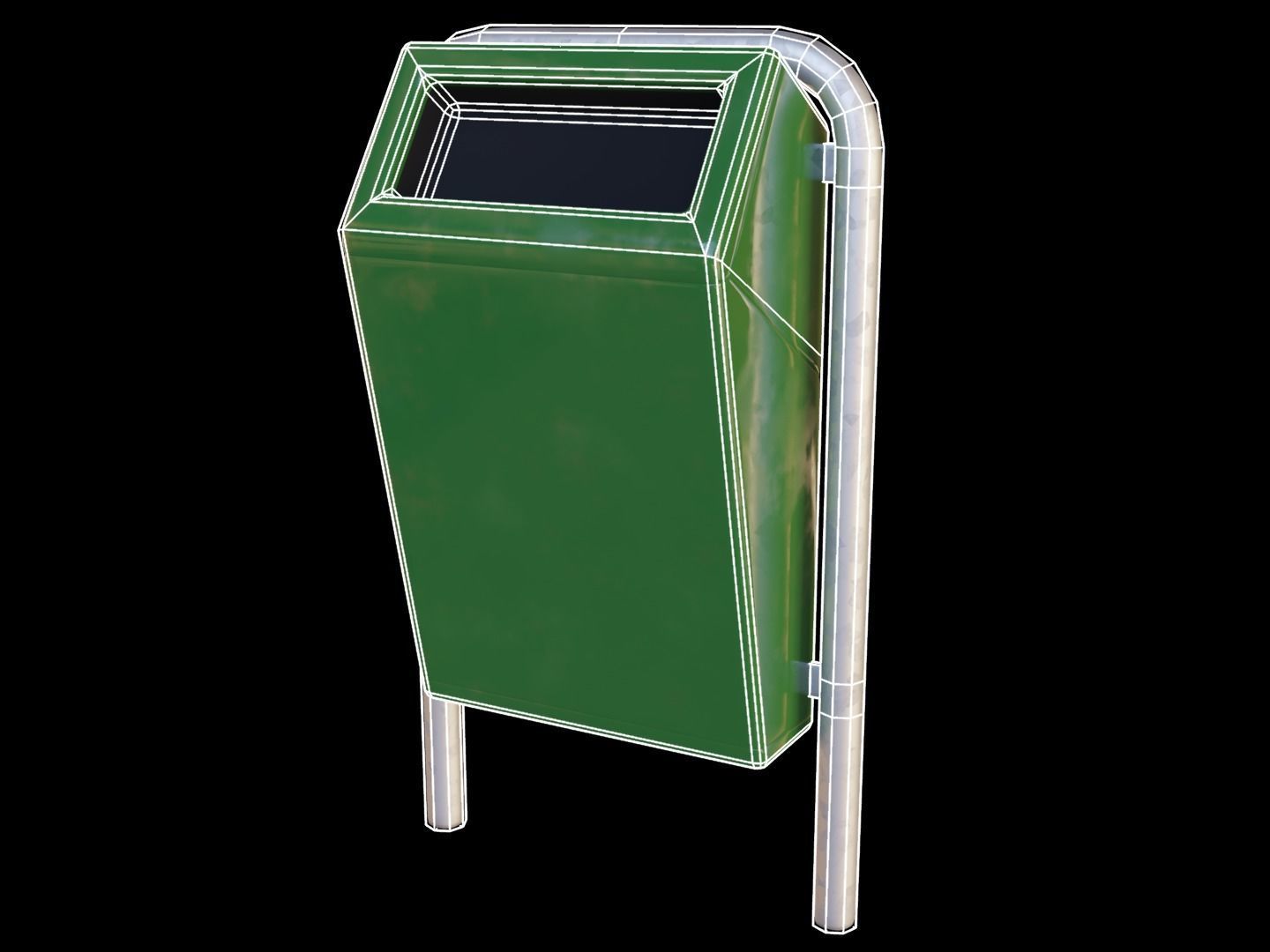 Low-Poly Street Bin Low-poly 3D model_4