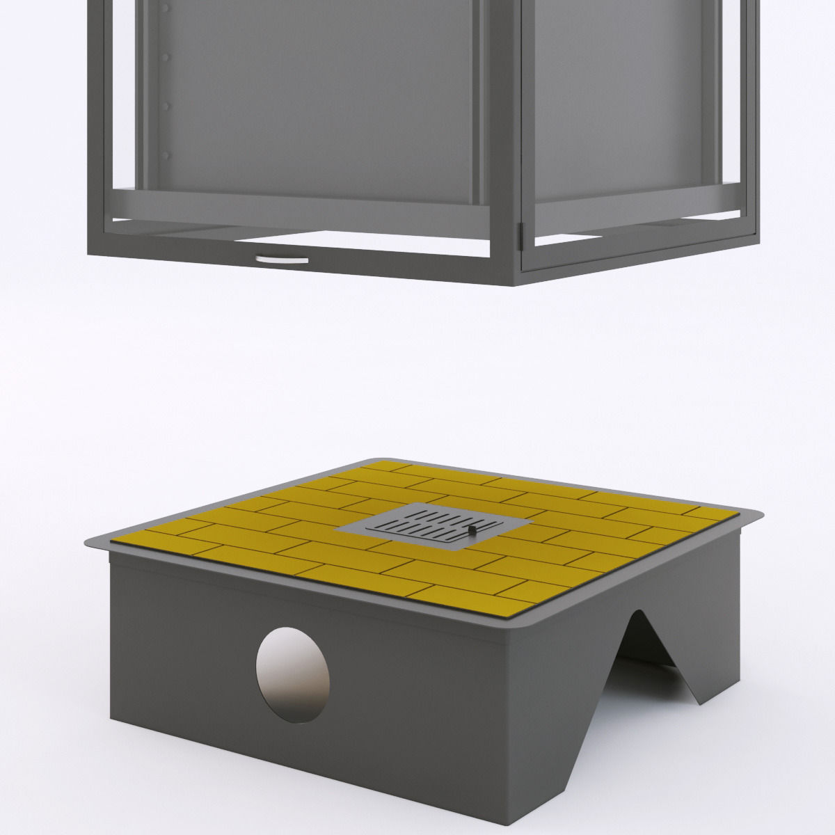 totem 4faces suspendu wood stove 3D model_4