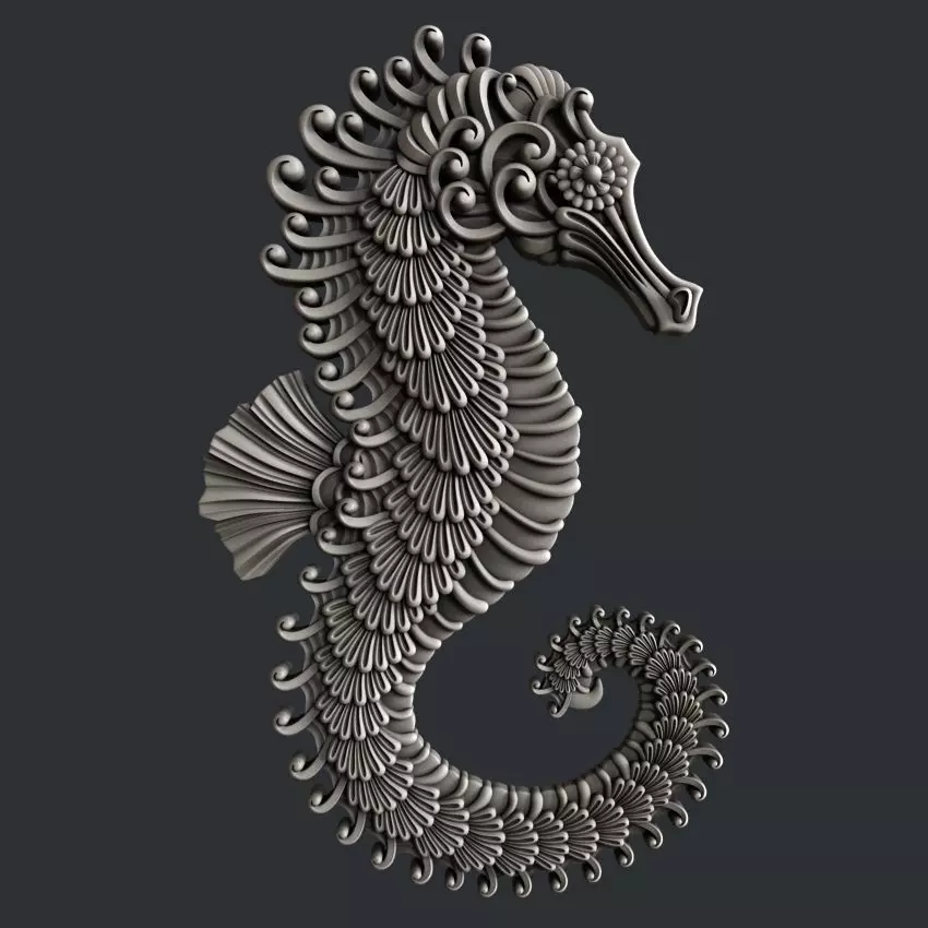3d STL models for CNC router sea Horse 3D model_0