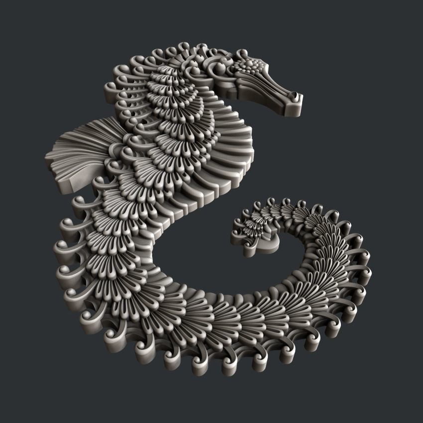 3d STL models for CNC router sea Horse 3D model_3