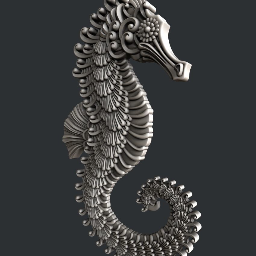3d STL models for CNC router sea Horse 3D model_2