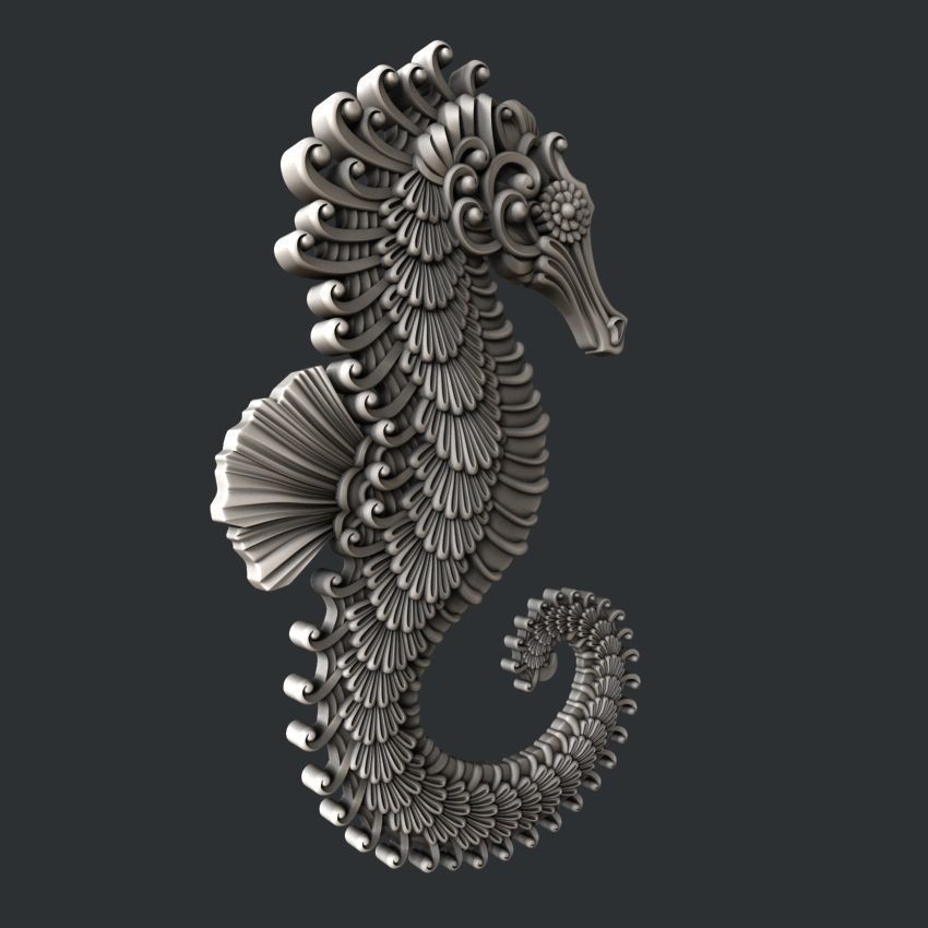 3d STL models for CNC router sea Horse 3D model_1