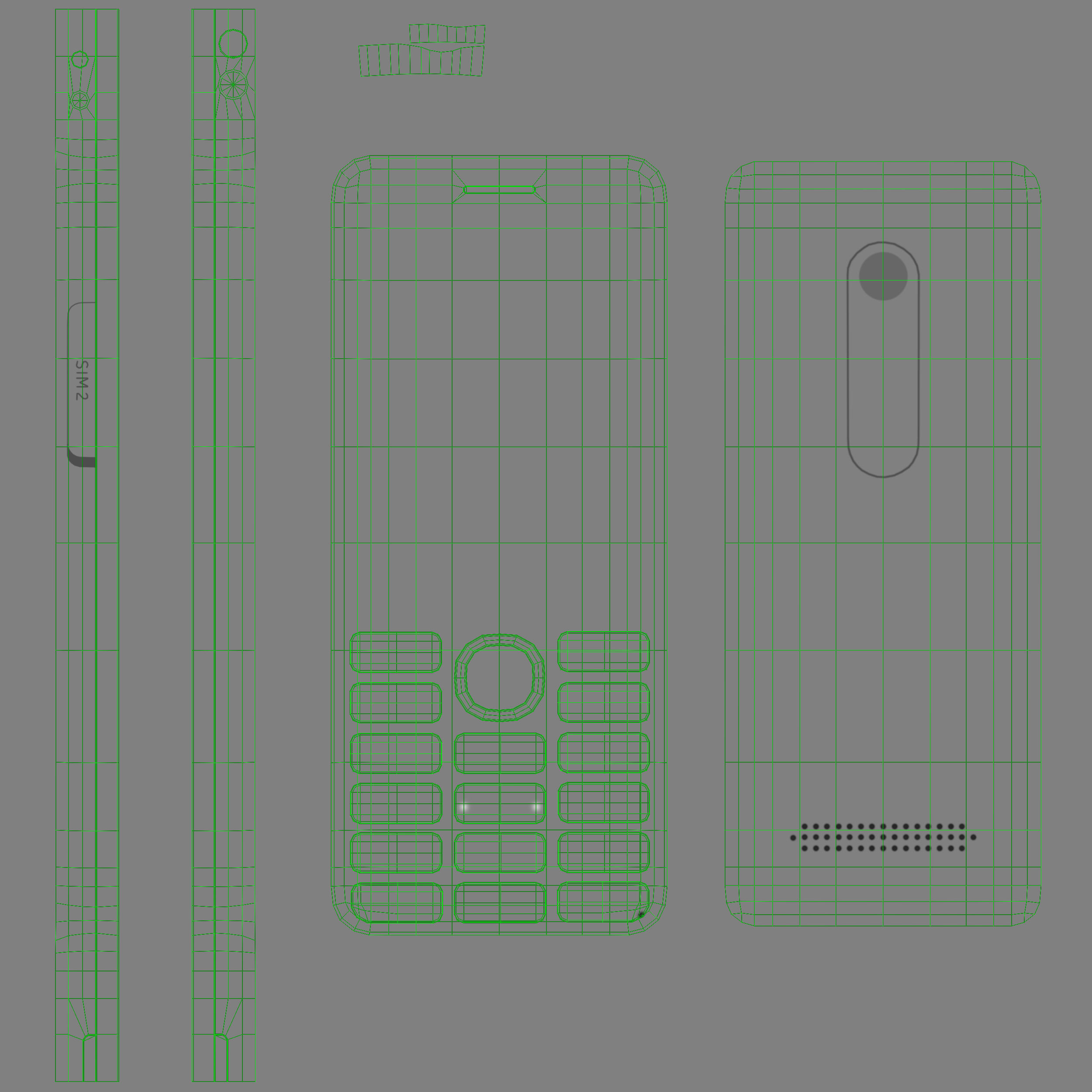 Nokia 206 Dual Sim cellphone 3D model_35
