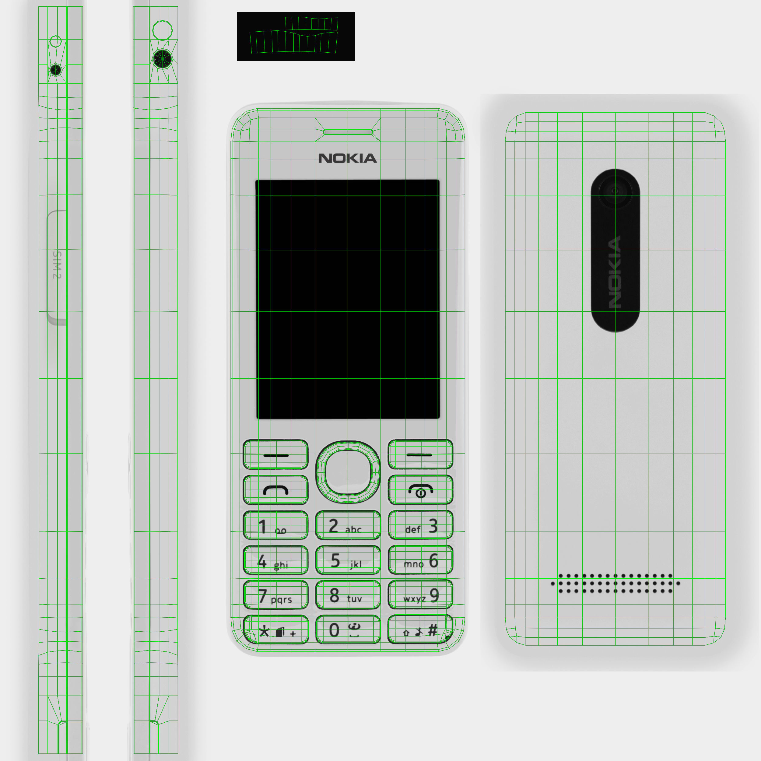 Nokia 206 Dual Sim cellphone 3D model_31