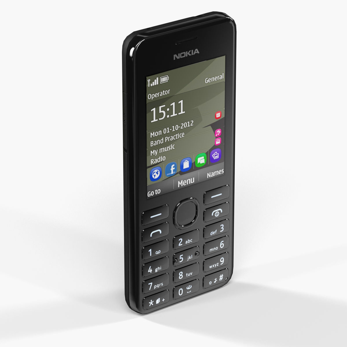Nokia 206 Dual Sim cellphone 3D model_20