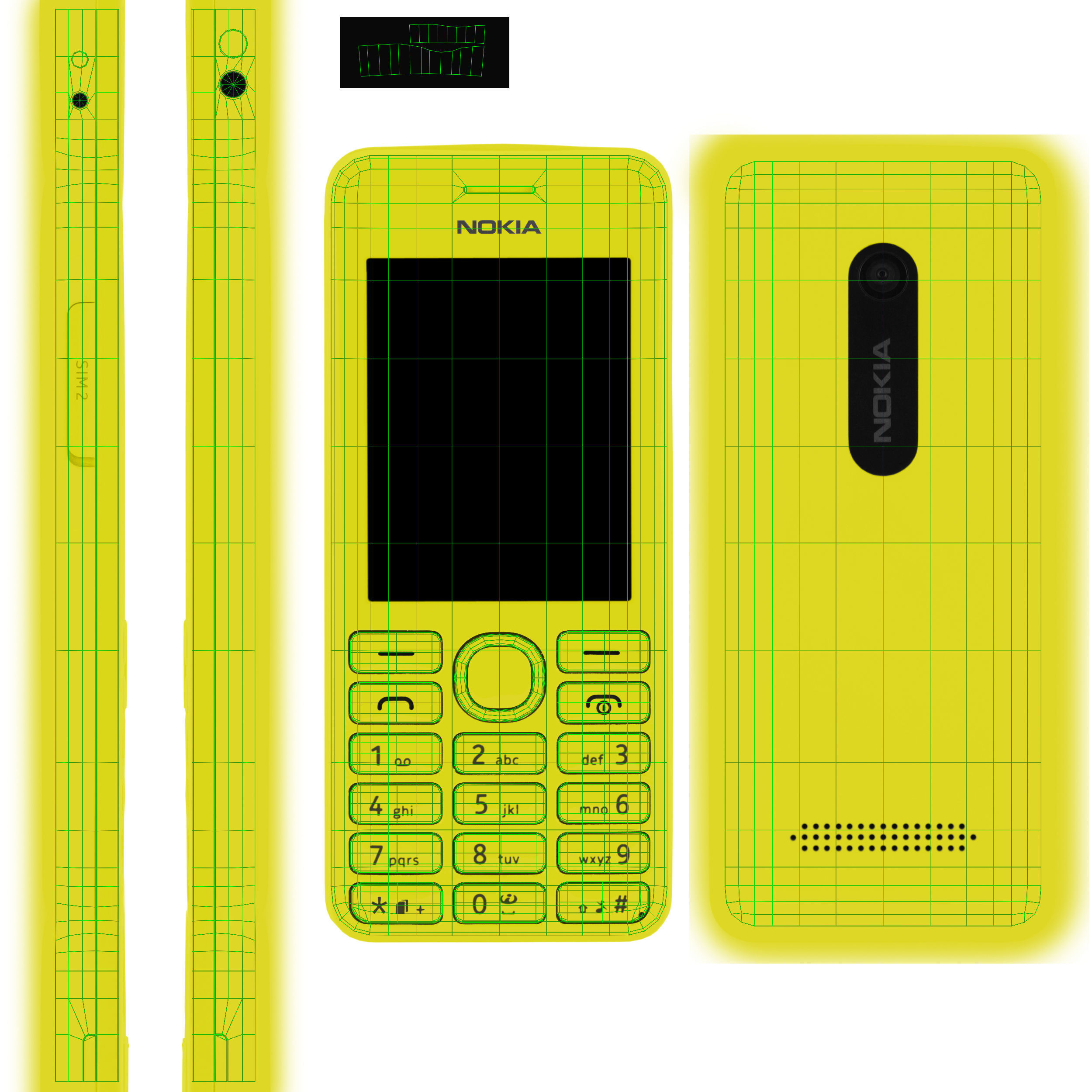 Nokia 206 Dual Sim cellphone 3D model_30